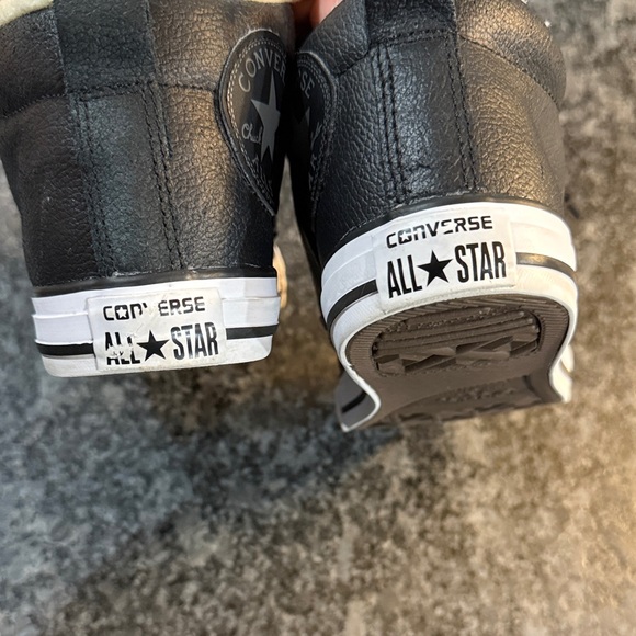 Converse Black and White High-Tops with Cream Lining - Picture 3 of 5